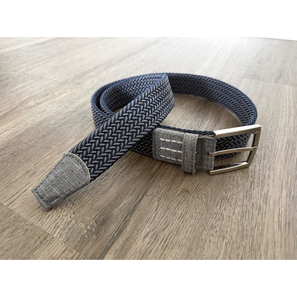 TravisMathew Jinx Braided Stretch Belt Navy Blue Grey Mens Size 38-40 large